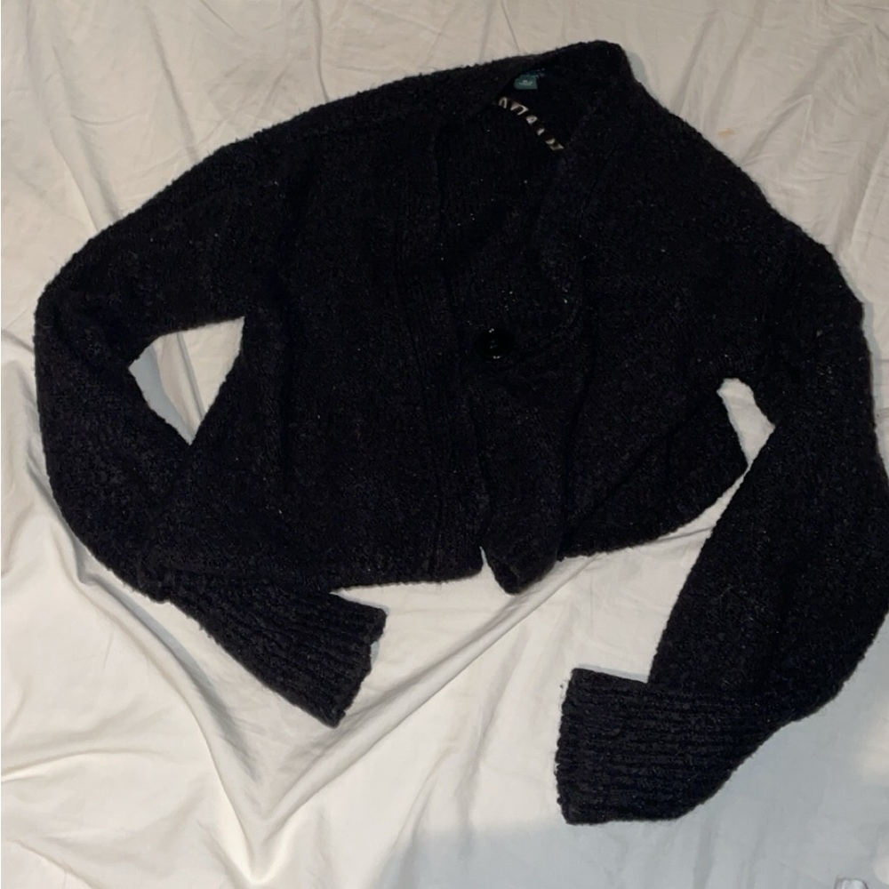 cropped black cardigan